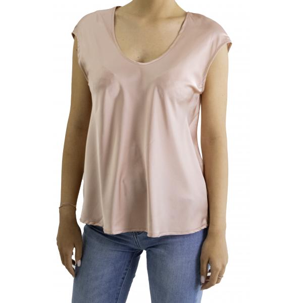 Blusa tinta unita con scollo a V